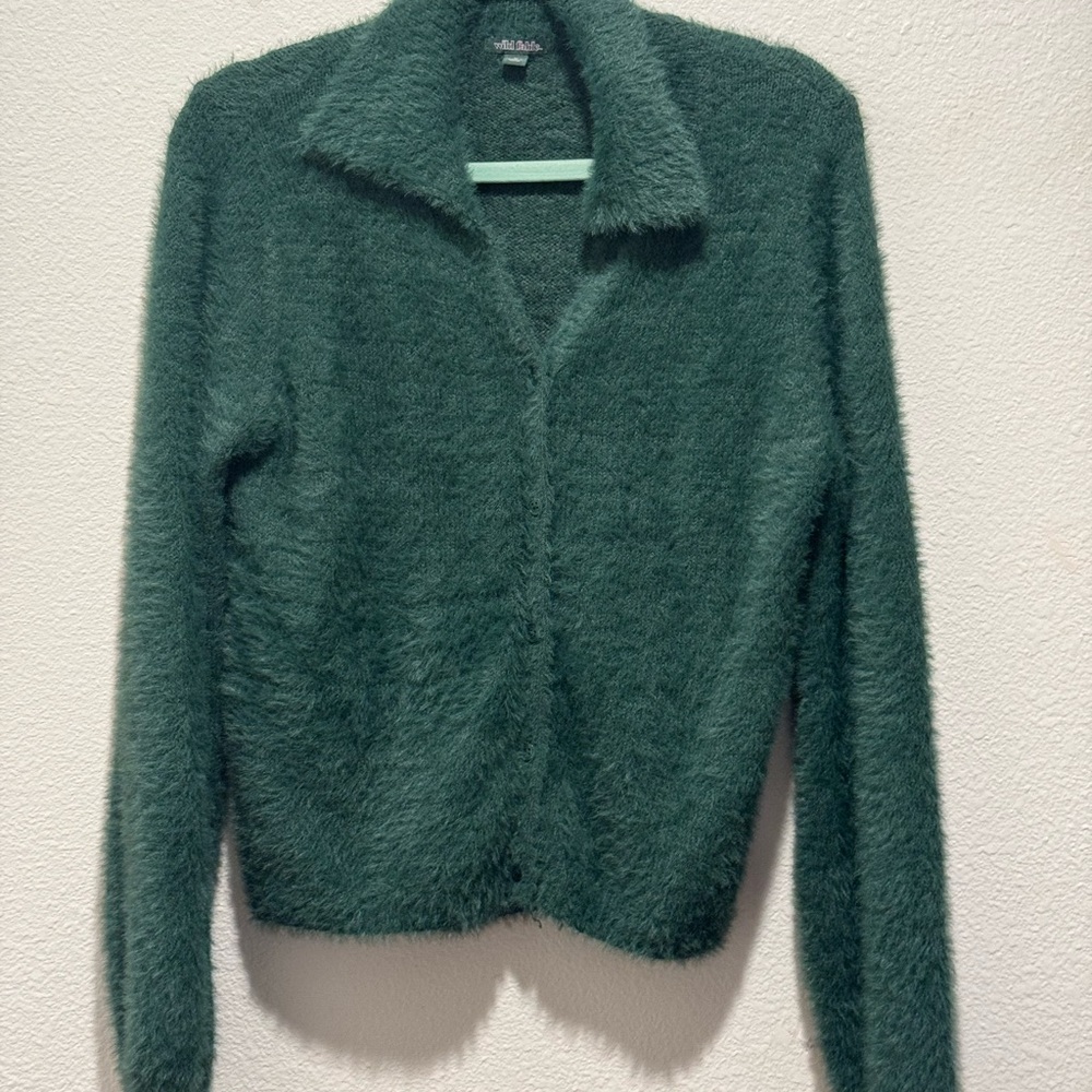 Cottagecore Green Fuzzy Sweater